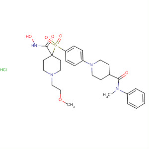 308824-16-0  4-Piperidinecarboxamide,1-[4-[[4-[(hydroxyamino)carbonyl]-1-(2-methoxyethyl)-4-piperidinyl]sulfonyl]phenyl]-N-methyl-N-phenyl-, monohydrochloride