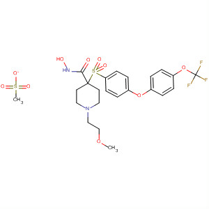 308824-23-9  4-Piperidinecarboxamide,N-hydroxy-1-(2-methoxyethyl)-4-[[4-[4-(trifluoromethoxy)phenoxy]phenyl]sulfonyl]-, monomethanesulfonate (salt)