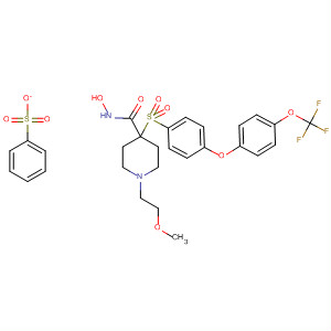 308824-29-5  4-Piperidinecarboxamide,N-hydroxy-1-(2-methoxyethyl)-4-[[4-[4-(trifluoromethoxy)phenoxy]phenyl]sulfonyl]-, monobenzenesulfonate (salt)