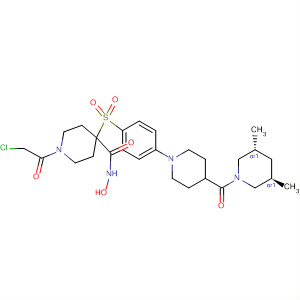 308824-45-5  4-Piperidinecarboxamide,1-(chloroacetyl)-4-[[4-[4-[[(3R,5R)-3,5-dimethyl-1-piperidinyl]carbonyl]-1-piperidinyl]phenyl]sulfonyl]-N-hydroxy-, rel-