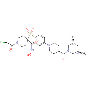 308824-46-6  4-Piperidinecarboxamide,1-(chloroacetyl)-4-[[4-[4-[[(3R,5S)-3,5-dimethyl-1-piperidinyl]carbonyl]-1-piperidinyl]phenyl]sulfonyl]-N-hydroxy-, rel-