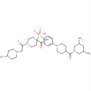 308824-83-1  4-Piperidinecarboxamide,4-[[4-[4-[(3,5-dimethyl-1-piperidinyl)carbonyl]-1-piperidinyl]phenyl]sulfonyl]-N-hydroxy-1-[(4-hydroxy-1-piperidinyl)acetyl]-