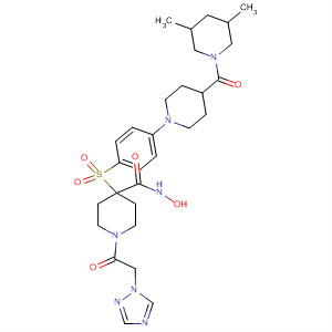 308824-91-1  4-Piperidinecarboxamide,4-[[4-[4-[(3,5-dimethyl-1-piperidinyl)carbonyl]-1-piperidinyl]phenyl]sulfonyl]-N-hydroxy-1-(1H-1,2,4-triazol-1-ylacetyl)-