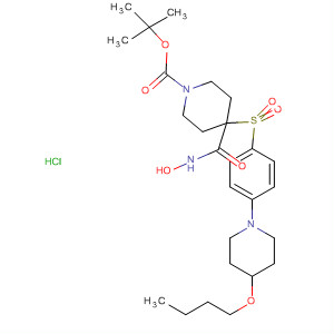 308826-30-4  1-Piperidinecarboxylic acid,4-[[4-(4-butoxy-1-piperidinyl)phenyl]sulfonyl]-4-[(hydroxyamino)carbonyl]-, 1,1-dimethylethyl ester, monohydrochloride
