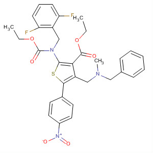308831-96-1  3-Thiophenecarboxylic acid,2-[[(2,6-difluorophenyl)methyl](ethoxycarbonyl)amino]-4-[[methyl(phenylmethyl)amino]methyl]-5-(4-nitrophenyl)-, ethyl ester