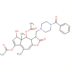 314267-07-7  Piperazine,1-benzoyl-4-[[4,7-bis(acetyloxy)dodecahydro-5-hydroxy-4a,8-dimethyl-2-oxoazuleno[6,5-b]furan-3-yl]methyl]-