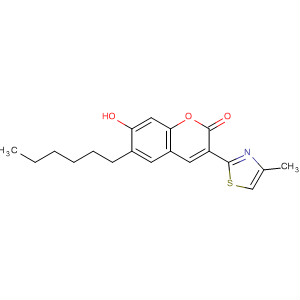 319491-48-0  2H-1-Benzopyran-2-one, 6-hexyl-7-hydroxy-3-(4-methyl-2-thiazolyl)-