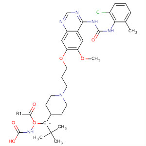 320365-19-3  Carbamic acid,[[1-[3-[[4-[[[(2-chloro-6-methylphenyl)amino]carbonyl]amino]-6-methoxy-7-quinazolinyl]oxy]propyl]-4-piperidinyl]methyl]-, 1,1-dimethylethyl ester