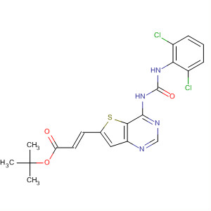 320366-62-9  2-Propenoic acid,3-[4-[[[(2,6-dichlorophenyl)amino]carbonyl]amino]thieno[3,2-d]pyrimidin-6-yl]-, 1,1-dimethylethyl ester, (2E)-