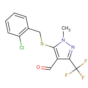321533-90-8  1H-Pyrazole-4-carboxaldehyde,5-[[(2-chlorophenyl)methyl]thio]-1-methyl-3-(trifluoromethyl)-