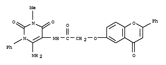 301206-10-0  Acetamide,N-(6-amino-1,2,3,4-tetrahydro-3-methyl-2,4-dioxo-1-phenyl-5-pyrimidinyl)-2-[(4-oxo-2-phenyl-4H-1-benzopyran-6-yl)oxy]-
