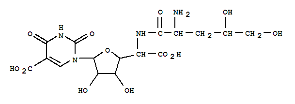 30254-64-9  Allofuranuronic acid,5-[(2-amino-2,3-dideoxy-L-erythro-pentonoyl)amino]-1-(5-carboxy-3,4-dihydro-2,4-dioxo-1(2H)-pyrimidinyl)-1,5-dideoxy-(9CI)