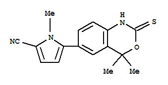 304853-42-7  1H-Pyrrole-2-carbonitrile,5-(1,4-dihydro-4,4-dimethyl-2-thioxo-2H-3,1-benzoxazin-6-yl)-1-methyl-
