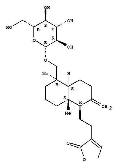 31222-64-7  2(5H)-Furanone,3-[2-[(1R,4aS,5R,8aS)-5-[(b-D-glucopyranosyloxy)methyl]decahydro-5,8a-dimethyl-2-methylene-1-naphthalenyl]ethyl]-