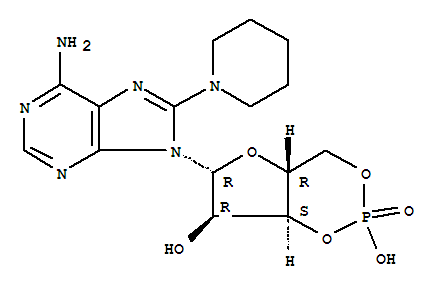 31357-06-9  Adenosine,8-(1-piperidinyl)-, cyclic 3',5'-(hydrogen phosphate)