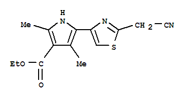 327974-73-2  1H-Pyrrole-3-carboxylicacid, 5-[2-(cyanomethyl)-4-thiazolyl]-2,4-dimethyl-, ethyl ester