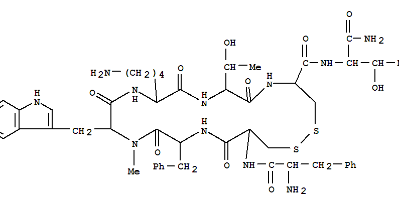 340821-13-8  L-Threoninamide,D-phenylalanyl-L-cysteinyl-L-phenylalanyl-N-methyl-D-tryptophyl-L-lysyl-L-threonyl-L-cysteinyl-,cyclic (2®7)-disulfide