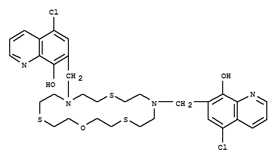 343372-30-5  8-Quinolinol,7,7'-(1-oxa-4,10,16-trithia-7,13-diazacyclooctadecane-7,13-diyl)bis[5-chloro-(9CI)