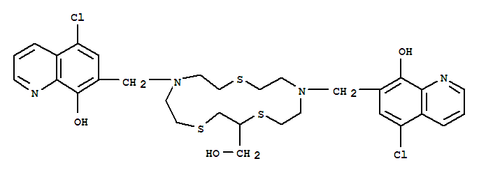 343372-31-6  8-Quinolinol,7,7'-[[2-(hydroxymethyl)-1,4,10-trithia-7,13-diazacyclopentadecane-7,13-diyl]bis(methylene)]bis[5-chloro-