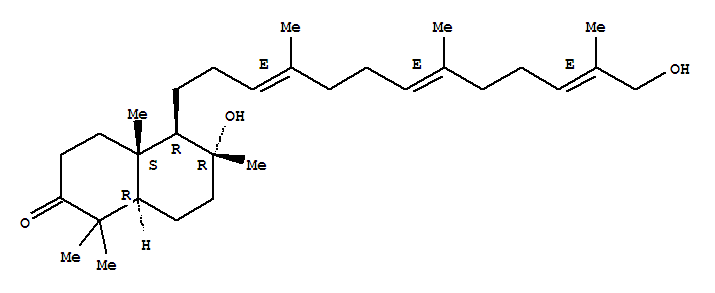 350809-44-8  2(1H)-Naphthalenone,octahydro-6-hydroxy-5-[(3E,7E,11E)-13-hydroxy-4,8,12-trimethyl-3,7,11-tridecatrien-1-yl]-1,1,4a,6-tetramethyl-,(4aS,5R,6R,8aR)-