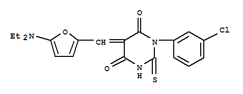 366823-50-9  4,6(1H,5H)-Pyrimidinedione,1-(3-chlorophenyl)-5-[[5-(diethylamino)-2-furanyl]methylene]dihydro-2-thioxo-