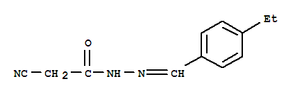 394666-10-5  Acetic acid, 2-cyano-,2-[(4-ethylphenyl)methylene]hydrazide