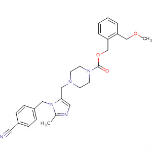 497848-01-8  1-Piperazinecarboxylic acid,4-[[1-[(4-cyanophenyl)methyl]-2-methyl-1H-imidazol-5-yl]methyl]-,[2-(methoxymethyl)phenyl]methyl ester