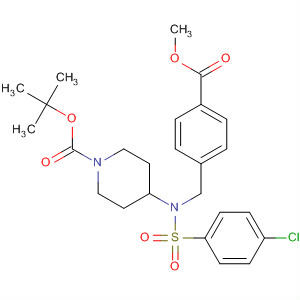 497877-42-6  1-Piperidinecarboxylic acid,4-[[(4-chlorophenyl)sulfonyl][[4-(methoxycarbonyl)phenyl]methyl]amino]-,1,1-dimethylethyl ester