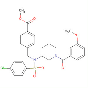 497877-56-2  Benzoic acid,4-[[[(4-chlorophenyl)sulfonyl][1-(3-methoxybenzoyl)-3-piperidinyl]amino]methyl]-, methyl ester