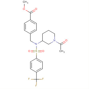 497877-70-0  Benzoic acid,4-[[(1-acetyl-3-piperidinyl)[[4-(trifluoromethyl)phenyl]sulfonyl]amino]methyl]-, methyl ester