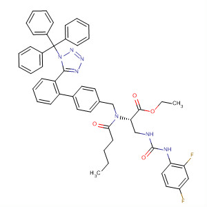 497933-89-8  L-Alanine,3-[[[(2,4-difluorophenyl)amino]carbonyl]amino]-N-(1-oxopentyl)-N-[[2'-[1-(triphenylmethyl)-1H-tetrazol-5-yl][1,1'-biphenyl]-4-yl]methyl]-, ethyl ester