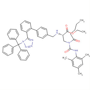 497933-98-9  L-Alanine,N-(1-oxopentyl)-3-[[[(2,4,6-trimethylphenyl)amino]carbonyl]amino]-N-[[2'-[1-(triphenylmethyl)-1H-tetrazol-5-yl][1,1'-biphenyl]-4-yl]methyl]-, ethylester