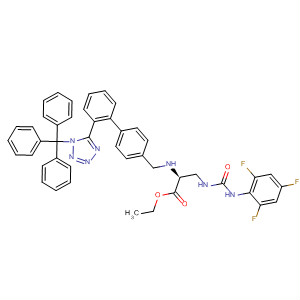 497934-01-7  L-Alanine,3-[[[(2,4,6-trifluorophenyl)amino]carbonyl]amino]-N-[[2'-[1-(triphenylmethyl)-1H-tetrazol-5-yl][1,1'-biphenyl]-4-yl]methyl]-, ethyl ester