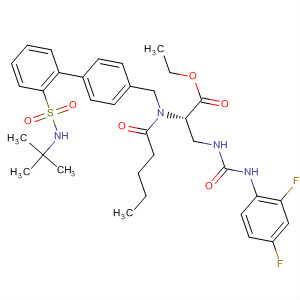 497934-19-7  L-Alanine,3-[[[(2,4-difluorophenyl)amino]carbonyl]amino]-N-[[2'-[[(1,1-dimethylethyl)amino]sulfonyl][1,1'-biphenyl]-4-yl]methyl]-N-(1-oxopentyl)-, ethyl ester