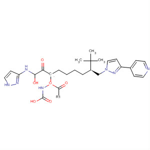 497948-14-8  Carbamic acid, [(1S)-1-[oxo(1H-pyrazol-3-ylamino)acetyl]pentyl]-,(1S)-2,2-dimethyl-1-[[3-(4-pyridinyl)-1H-pyrazol-1-yl]methyl]propyl ester