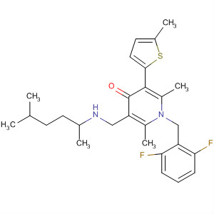497954-18-4  4(1H)-Pyridinone,1-[(2,6-difluorophenyl)methyl]-3-[[(1,4-dimethylpentyl)amino]methyl]-2,6-dimethyl-5-(5-methyl-2-thienyl)-