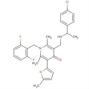 497954-20-8  4(1H)-Pyridinone,3-[[[1-(4-chlorophenyl)ethyl]amino]methyl]-1-[(2,6-difluorophenyl)methyl]-2,6-dimethyl-5-(5-methyl-2-thienyl)-