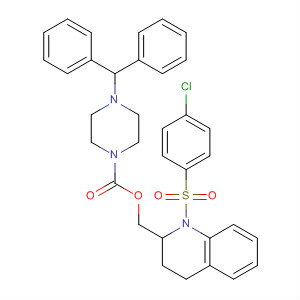 497958-75-5  1-Piperazinecarboxylic acid, 4-(diphenylmethyl)-,[1-[(4-chlorophenyl)sulfonyl]-1,2,3,4-tetrahydro-2-quinolinyl]methyl ester