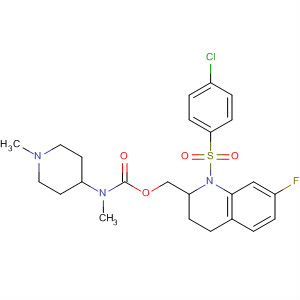 497958-99-3  Carbamic acid, methyl(1-methyl-4-piperidinyl)-,[1-[(4-chlorophenyl)sulfonyl]-7-fluoro-1,2,3,4-tetrahydro-2-quinolinyl]methyl ester
