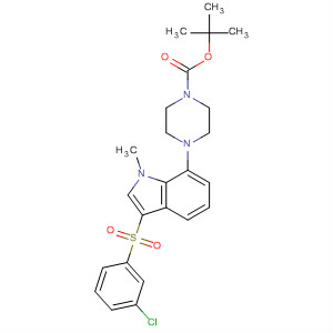 497963-91-4  1-Piperazinecarboxylic acid,4-[3-[(3-chlorophenyl)sulfonyl]-1-methyl-1H-indol-7-yl]-, 1,1-dimethylethylester