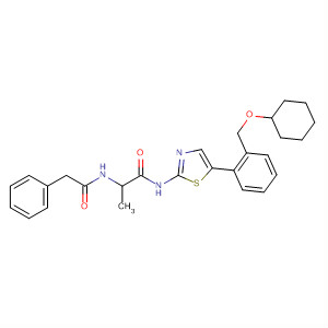 498573-96-9  Benzeneacetamide,N-[2-[[5-[2-[(cyclohexyloxy)methyl]phenyl]-2-thiazolyl]amino]-1-methyl-2-oxoethyl]-