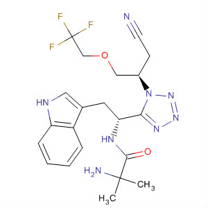 498576-21-9  Propanamide,2-amino-N-[(1R)-1-[1-[(1R)-1-(cyanomethyl)-2-(2,2,2-trifluoroethoxy)ethyl]-1H-tetrazol-5-yl]-2-(1H-indol-3-yl)ethyl]-2-methyl-