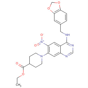 499123-99-8  4-Piperidinecarboxylic acid,1-[4-[(1,3-benzodioxol-5-ylmethyl)amino]-6-nitro-7-quinazolinyl]-, ethylester