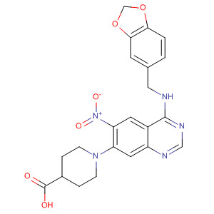 499124-00-4  4-Piperidinecarboxylic acid,1-[4-[(1,3-benzodioxol-5-ylmethyl)amino]-6-nitro-7-quinazolinyl]-