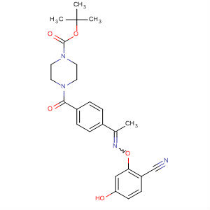 499137-84-7  1-Piperazinecarboxylic acid,4-[4-[1-[(2-cyano-5-hydroxyphenoxy)imino]ethyl]benzoyl]-,1,1-dimethylethyl ester