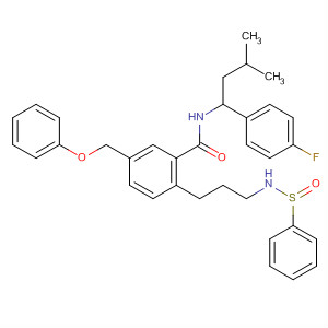 499154-14-2  Benzamide,N-[1-(4-fluorophenyl)-3-methylbutyl]-5-(phenoxymethyl)-2-[3-[(phenylsulfonyl)amino]propyl]-