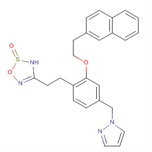 499154-31-3  3H-1,2,3,5-Oxathiadiazole,4-[2-[2-[2-(2-naphthalenyl)ethoxy]-4-(1H-pyrazol-1-ylmethyl)phenyl]ethyl]-, 2-oxide