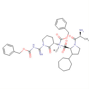 499158-75-7  L-Prolinamide,3-cycloheptyl-N-methyl-N-[(phenylmethoxy)carbonyl]-D-alanyl-N-[(3S)-1-[imino[[(phenylmethoxy)carbonyl]amino]methyl]-2-oxo-3-piperidinyl]-