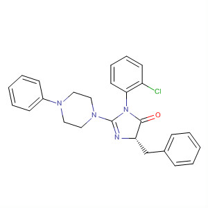 499199-50-7  4H-Imidazol-4-one,3-(2-chlorophenyl)-3,5-dihydro-5-(phenylmethyl)-2-(4-phenyl-1-piperazinyl)-, (5S)-