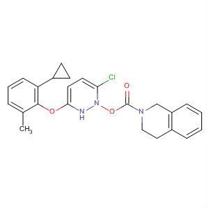 499231-14-0  2(1H)-Isoquinolinecarboxylic acid, 3,4-dihydro-,6-chloro-3-(2-cyclopropyl-6-methylphenoxy)-4-pyridazinyl ester